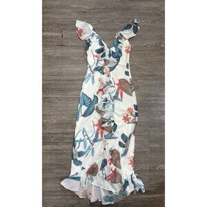 Luxxel Women's Floral Print Ruffle Maxi Dress Size SMALL